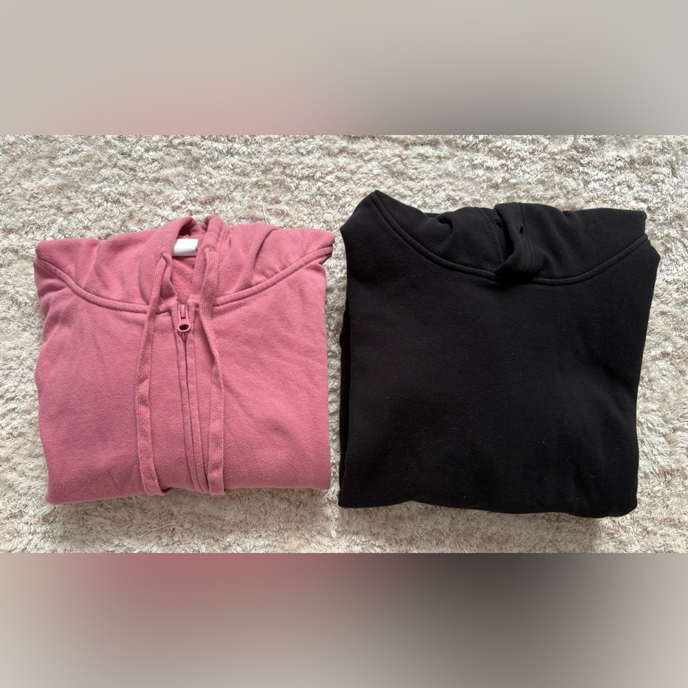 2PCs Women’s GAP Pink and Lazy Pants Black Hoodies